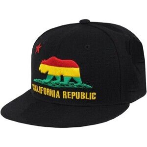 California Republic Baseball Cap Hat Black Jamaican Colors Rasta One Size Men's